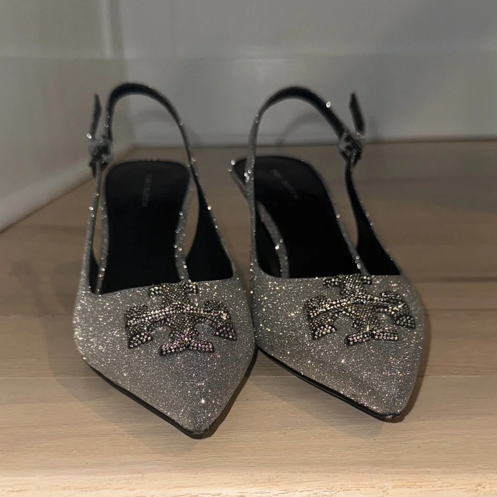 Tory Burch Silver Slingback Heels - Picture 4 of 10
